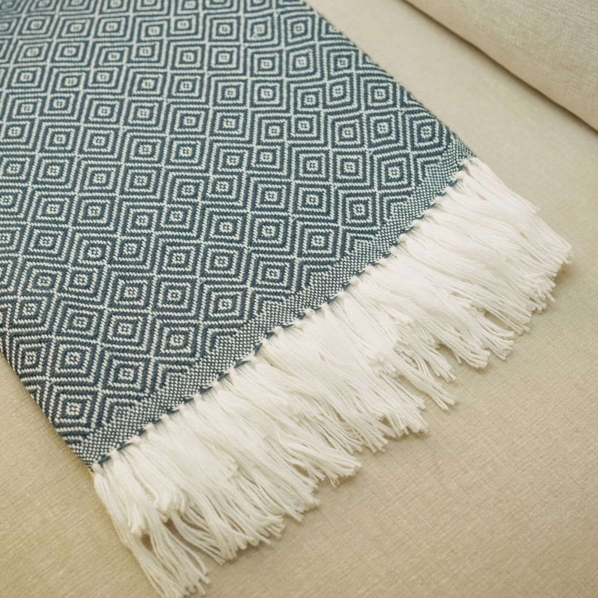 Manta Rombos Azul Metálico1