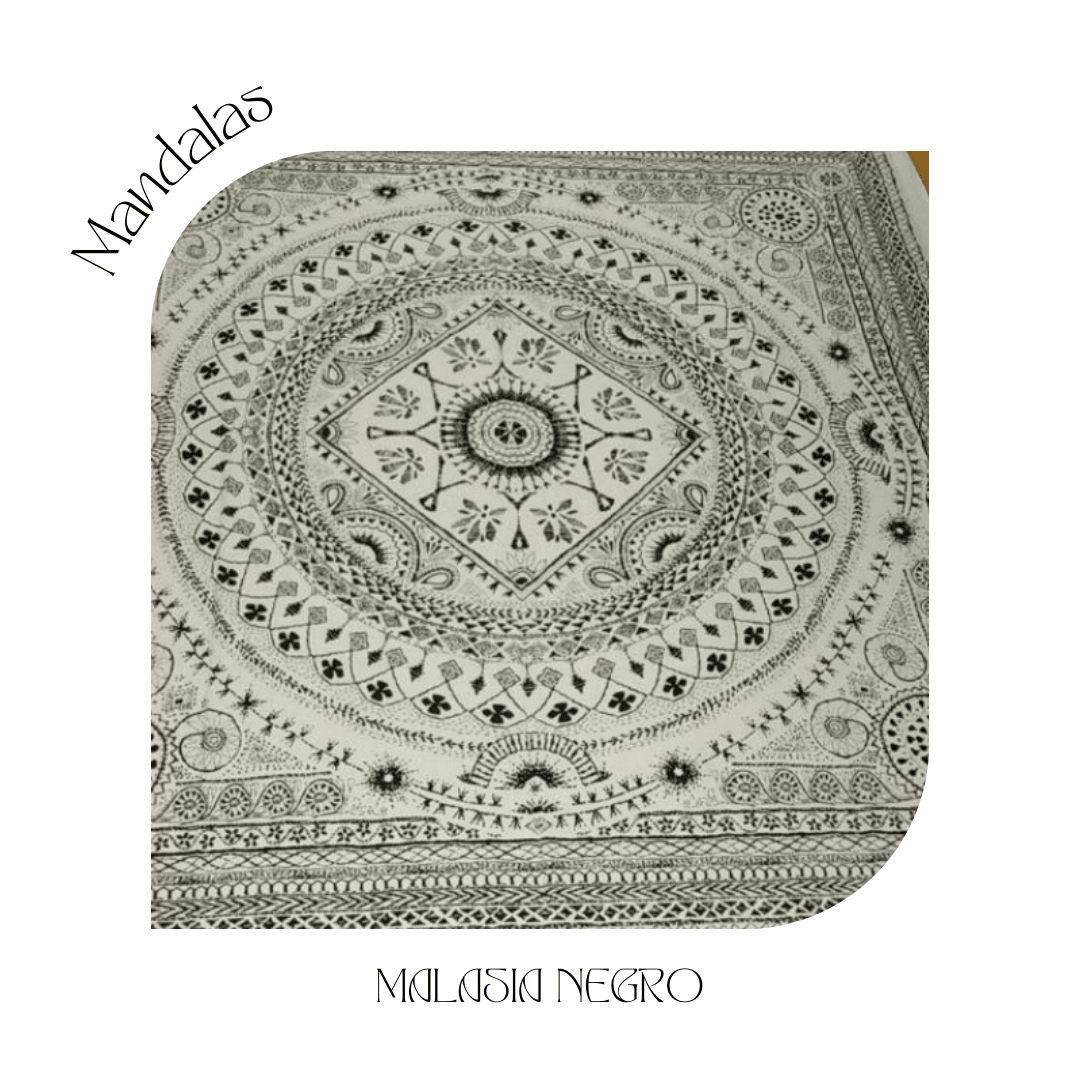 Mandala Cuadrada Malasia Negro1