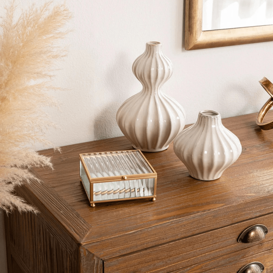 Florero Rayas blanco Large1