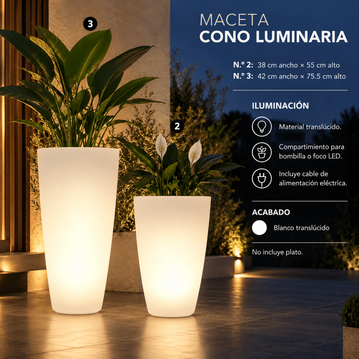 Maceta Cono Luminaria1