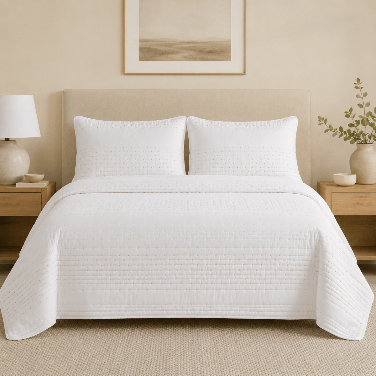 Cubrecama Dot Beige2
