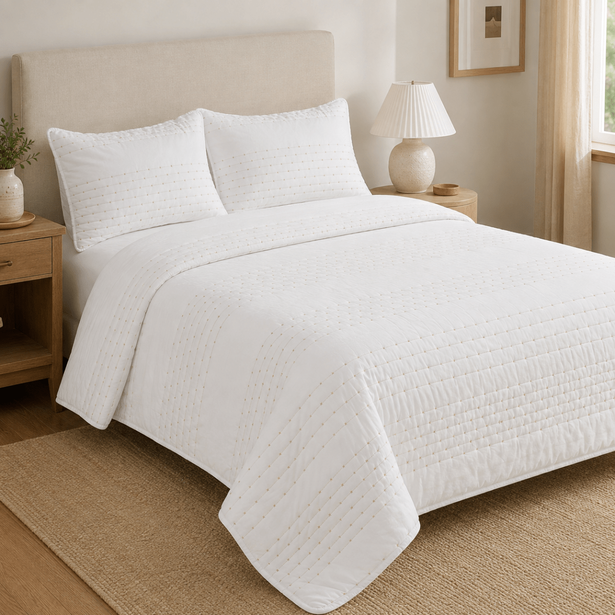 Cubrecama Dot Beige3