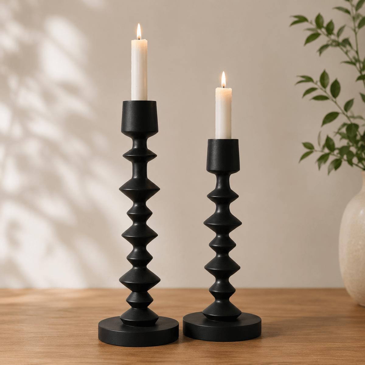 Set Candelabro de Madera Negro1