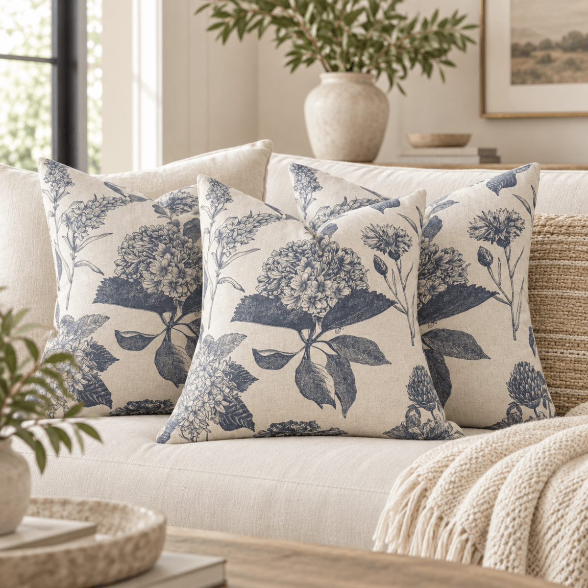 Funda de Cojín Hortensia Acero2