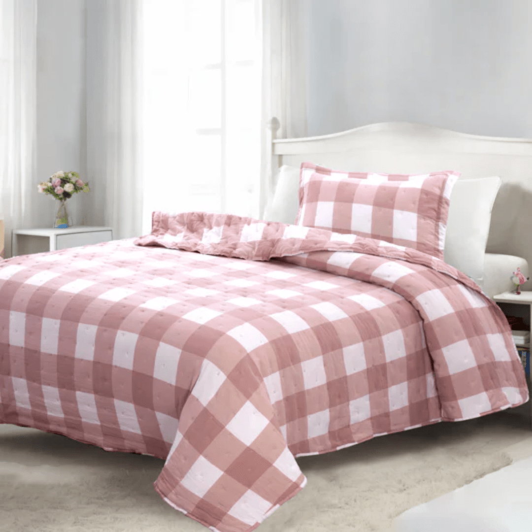 Cubrecama Kids Cuadros Rosa1