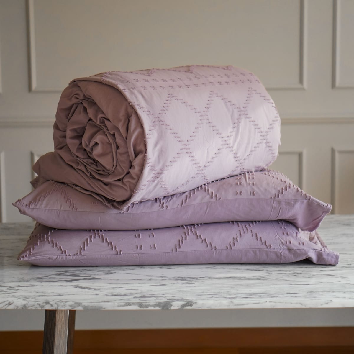 Funda Edredón Rombos Lila10