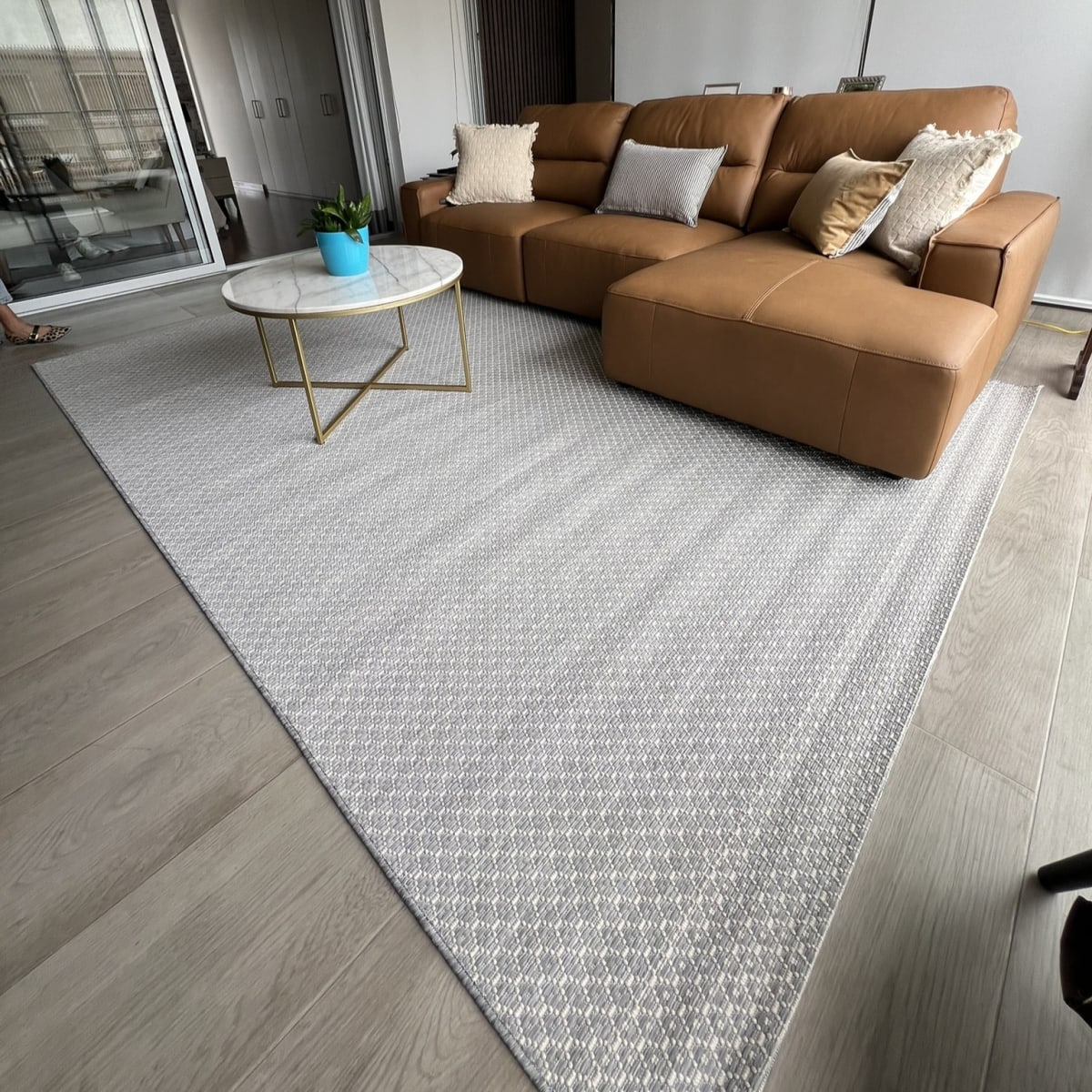 Alfombra Rombos Celeste 3302