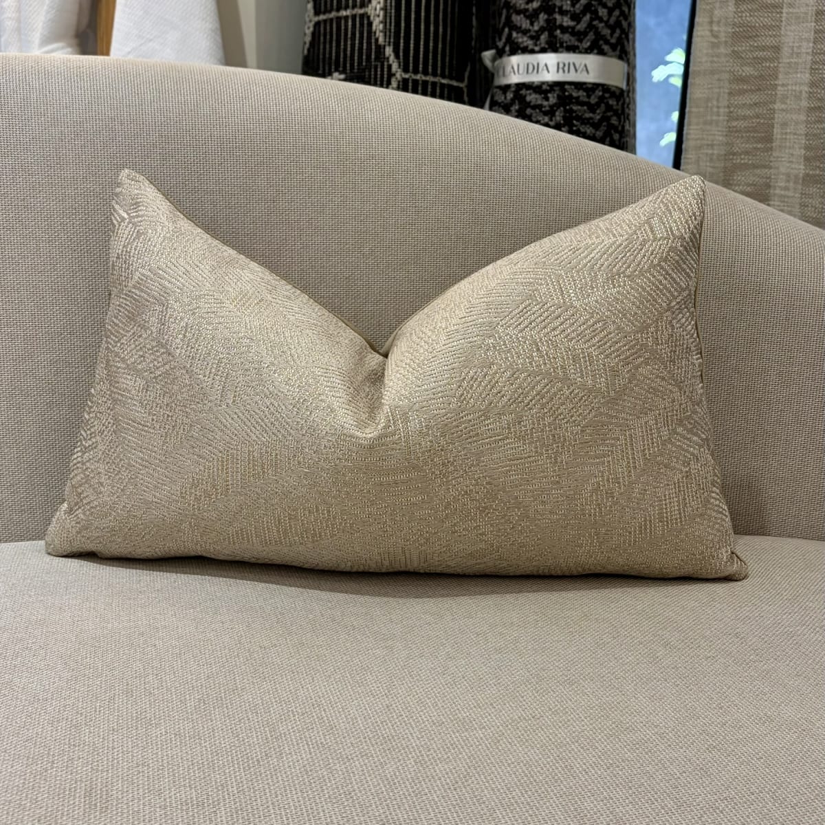 Funda de Cojín Hojas Satin Beige Rectangular2