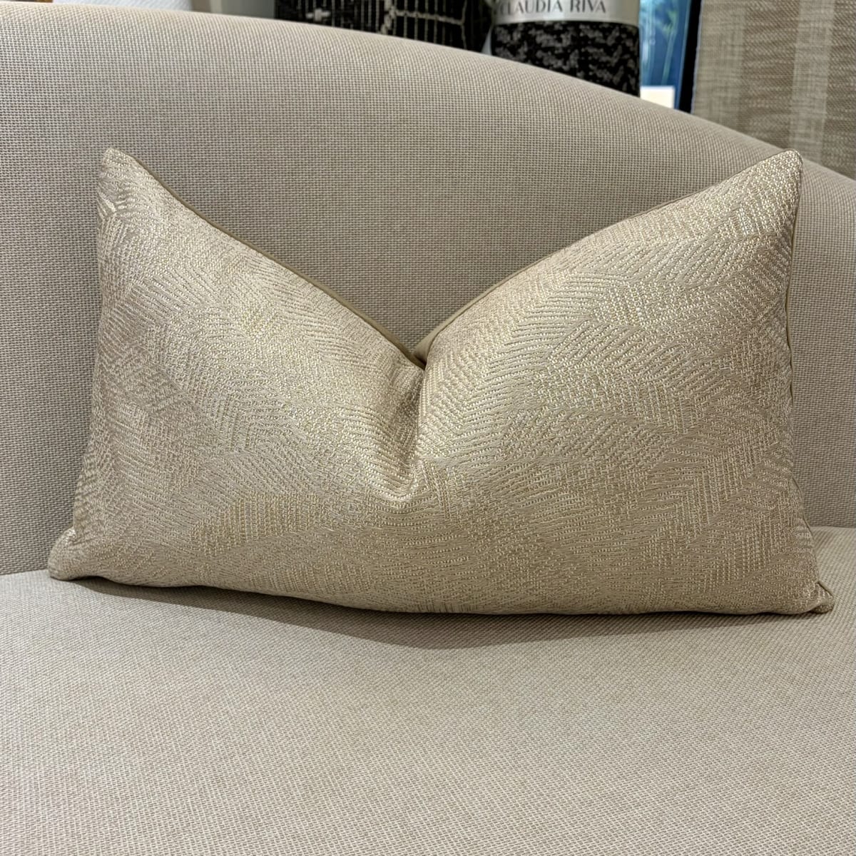 Funda de Cojín Hojas Satin Beige Rectangular6