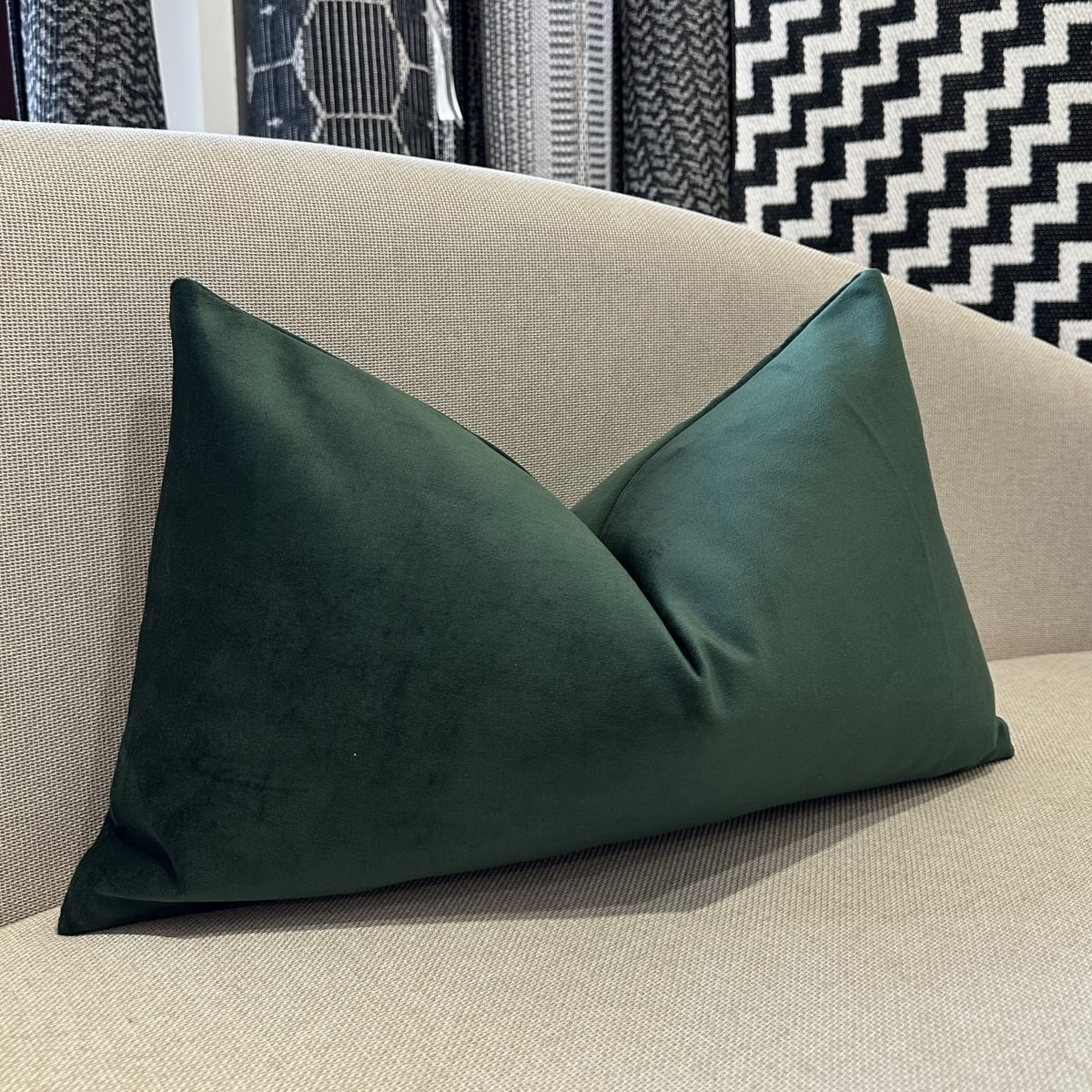 Funda de Cojín Terciopelo Verde Esmeralda Rectangular1