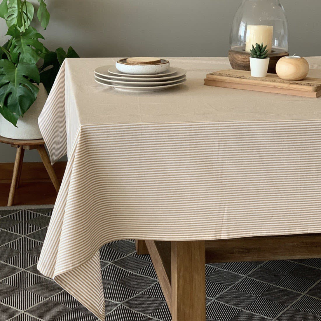 Mantel rayas Beige1