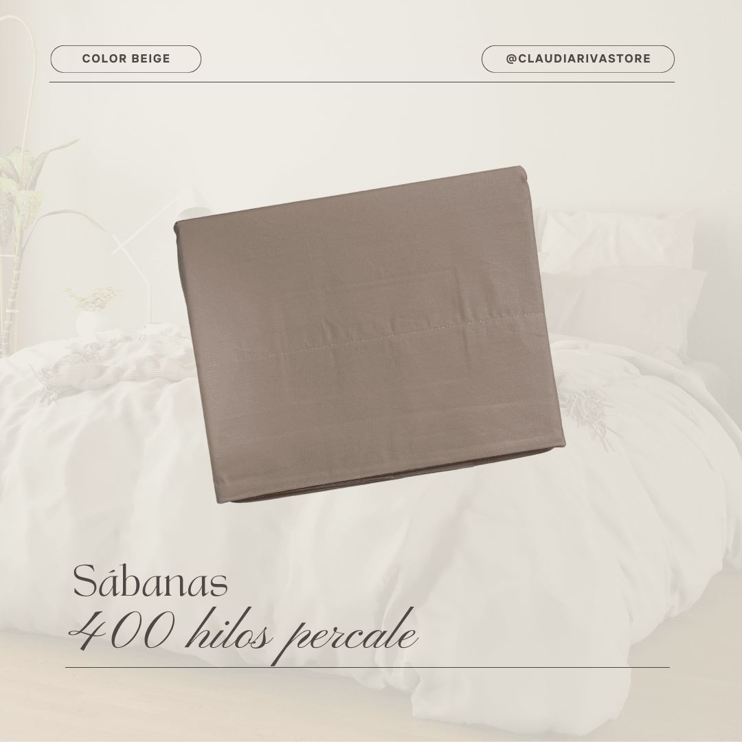 Sábana 400 hilos Percale Beige3