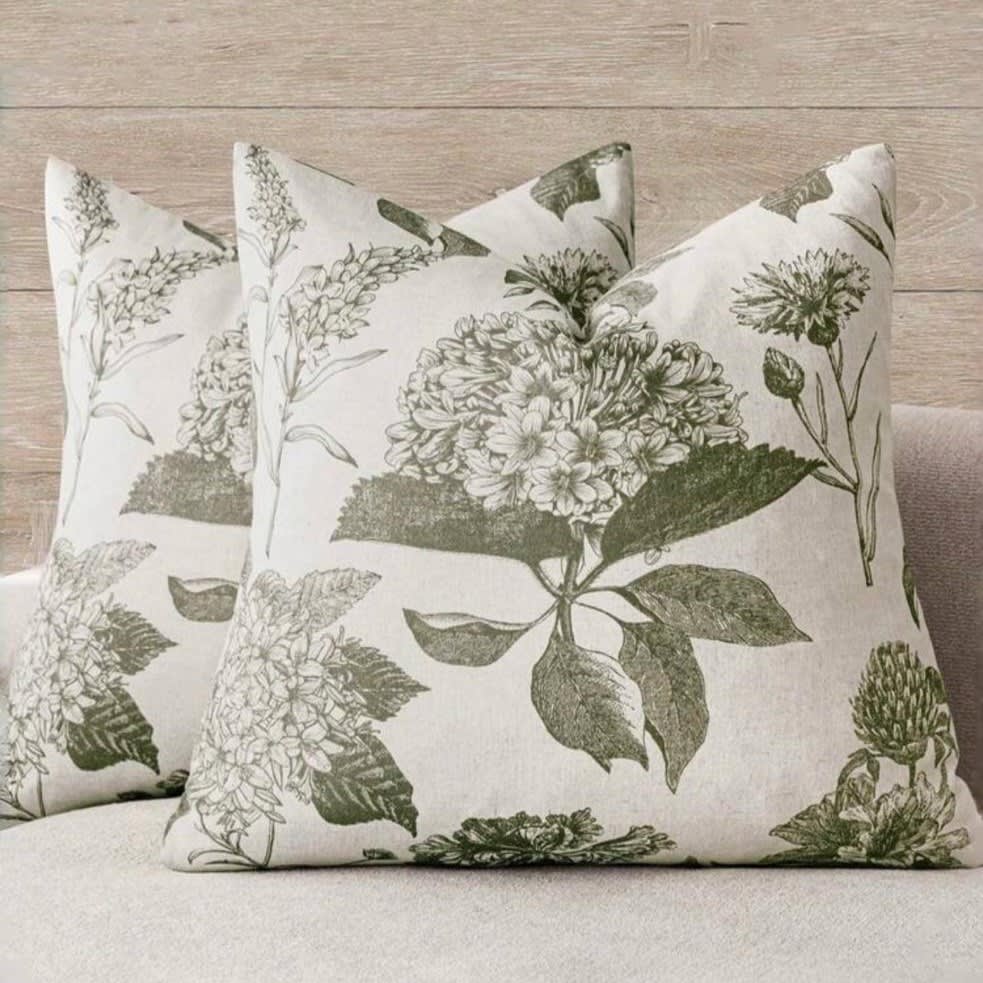 Funda cojín Hortensia verde2