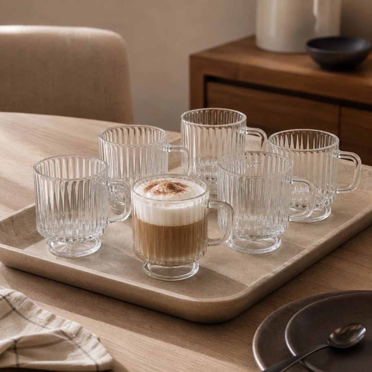 Set de 6 tazas vidrio rayas1