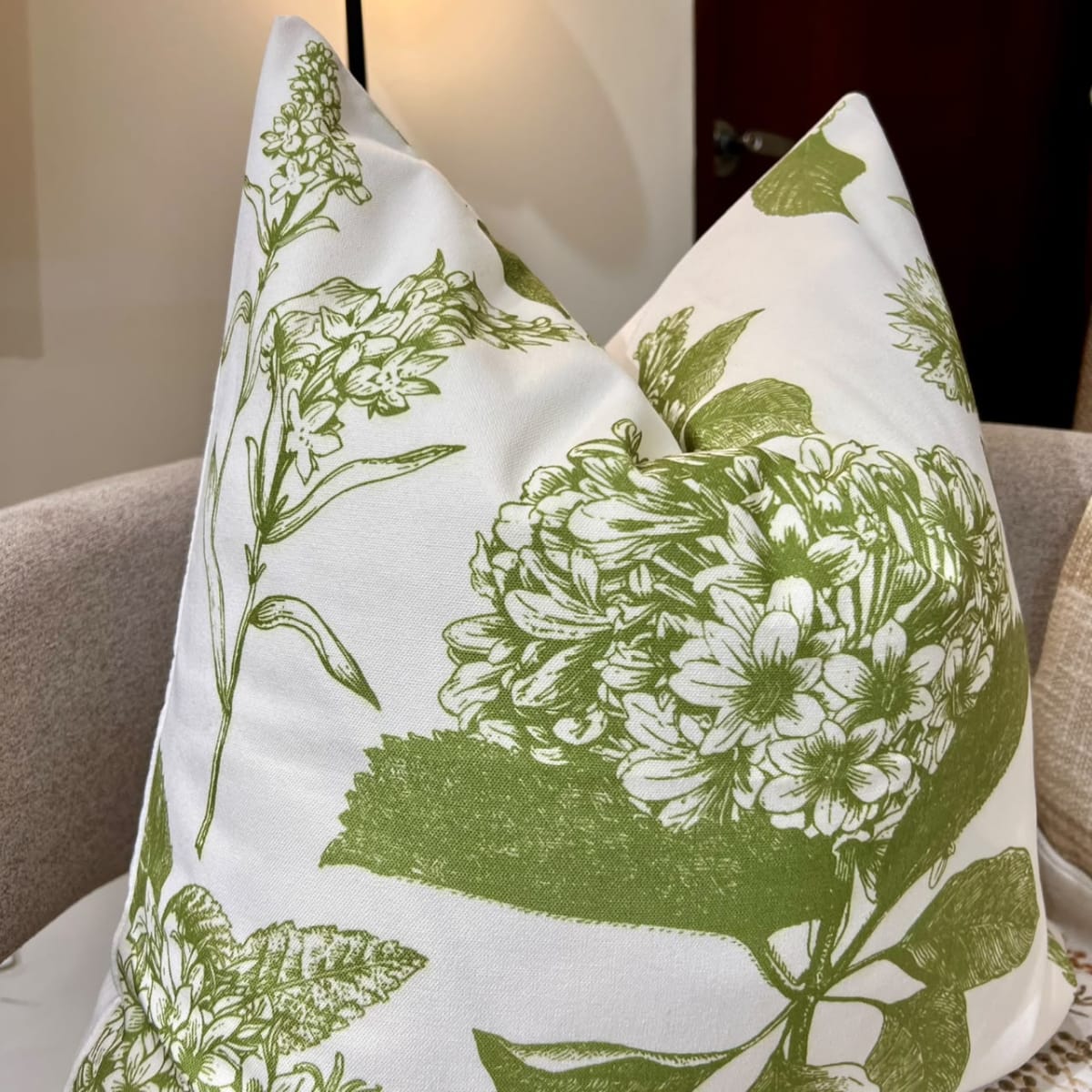 Funda cojín Hortensia verde5