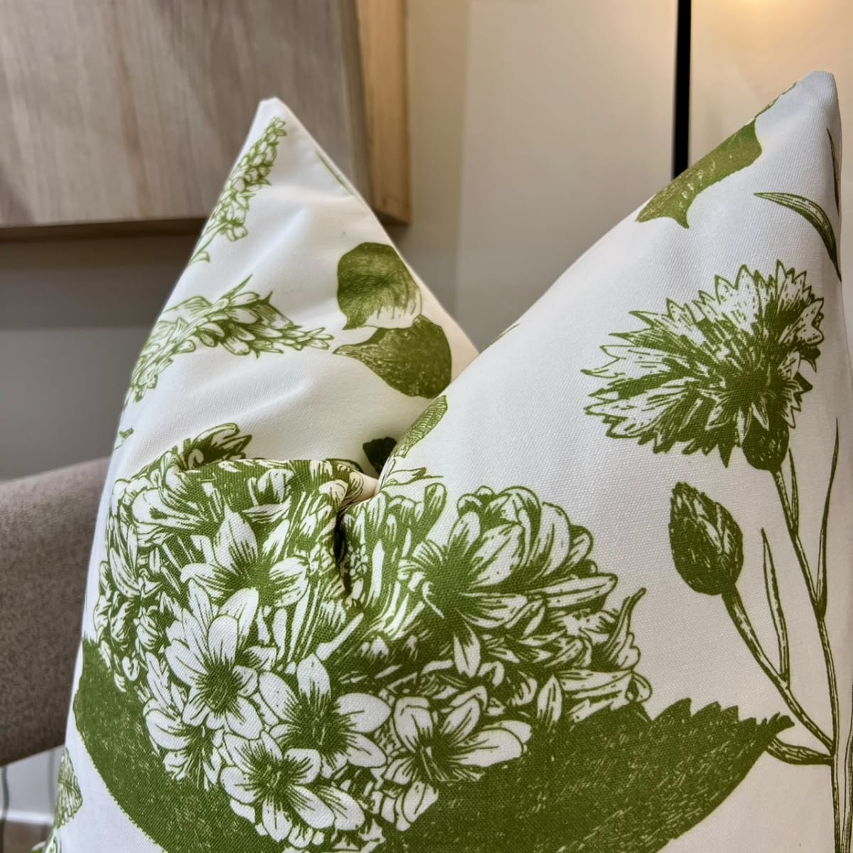 Funda cojín Hortensia verde6