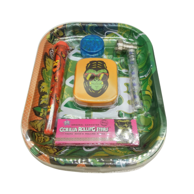 KIT FUMETA GORILLA BANDEJA + CAJA+PAPELILLO+MOLEDOR-CONO