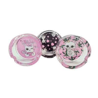 CENICERO VIDRIO REDONDO GATITOS 8.5CM