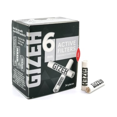 BOQUILLAS GIZEH CARBON ACTIVO 6MM 34UND