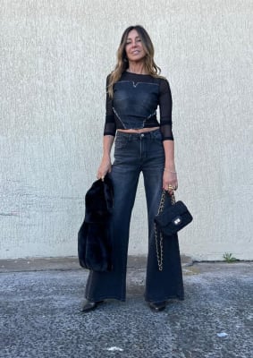 JEANS PALAZZO NEGRO