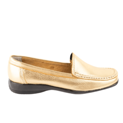 MOCASIN CUERO METALIZADO BRONCE ART 059