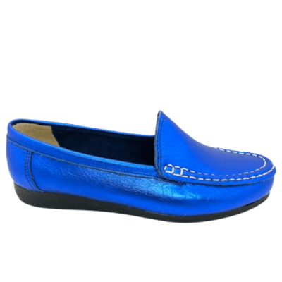 MOCASIN CUERO METALIZADO AZUL ART 2182