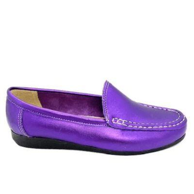 MOCASIN CUERO METALIZADO MORADO ART 2182