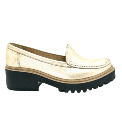 MOCASIN CUERO METALIZADO DORADO ART 0632