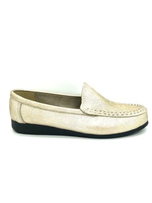 Mocasin Cuero Metalizado Bronce Art 2181