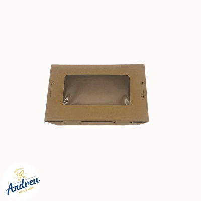 CAJA KRAFT 500ML CON VENTANA BISAGRA (4X50) X 10 UNID1