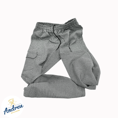 PANTALON CHEF COCINA UNISEX COLOR CUADRILLE (PIE DE POOL TALLA M) X 1 UNID