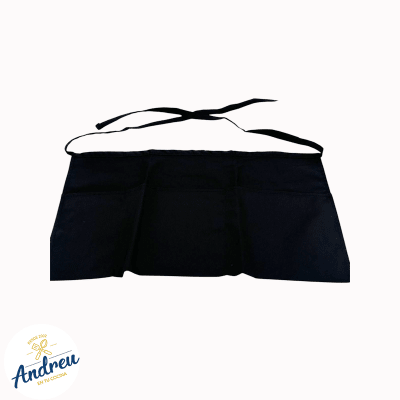 MANDIL NEGRO CLASICO CORTO CON 3 BOLSILLOS (WAP-BK 58x32)1