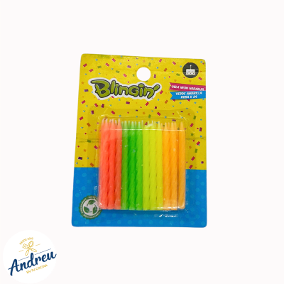 VELA NEON NARANJA VERDE AMARILLA ROSA (24U 012362) X 1 UNID1