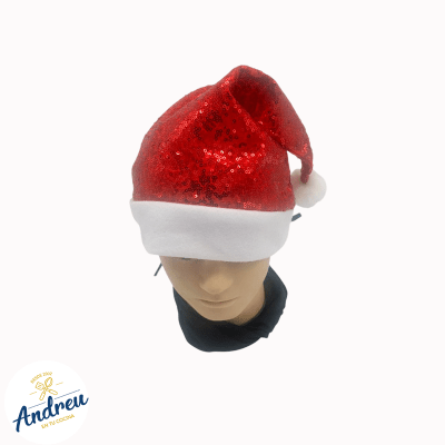 GORRO NAVIDAD LENTEJUELAS (ROJO 38CM) X 1 UNID
