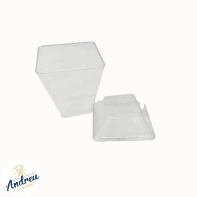 VASO ACRILICO POSTRE 220 ML CUADRADO /TAPA (32) X (10 UND) X 1 UNID1