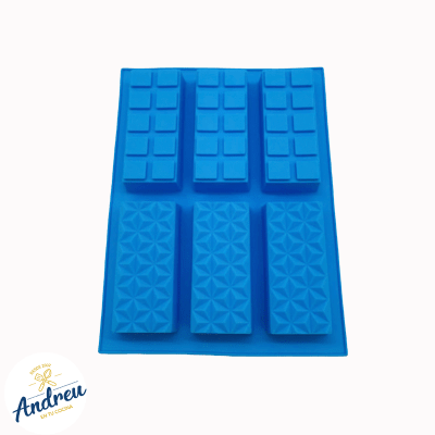 MOLDE SILICONA BARRAS CHOCLATE (2 DISEÑOS X 6 CAVIDADES) X 1 UNID