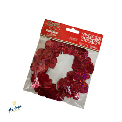 AMARRA METALIZADA FANTASIA CORAZON ROJO  (2.70M) UNID1