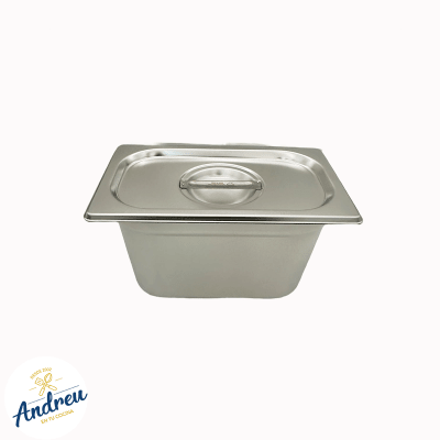 DEPOSITO ACERO GASTRONOMICO 1/4 15CM CON/TAPA (265X162X150 MM 3.7 LTS ) X 1 UNID1