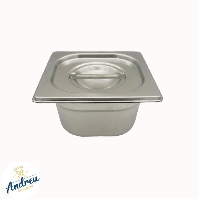 DEPOSITO ACERO GASTRONOMICO 1/6 10CM CON/TAPA (176X160X100MM) X 1 UNID3