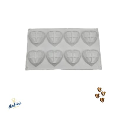 MOLDE SILICONA ANDREU GEOMETRIC CORAZON X8 124GR 29X17 CM UNID KD097
