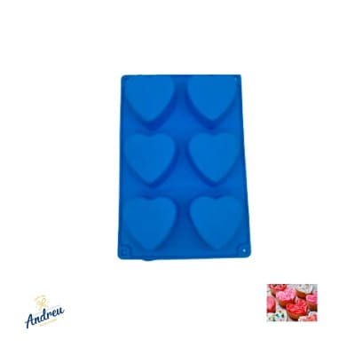 MOLDE SILICONA ANDREU X6 CORAZON 125 GR  27X18X3 CM UNID KD1011