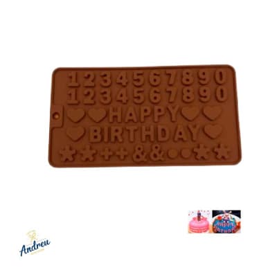 MOLDE SILICONA ANDREU NUMEROS Y HAPY BIRTHDAY 50GR 20X11 CM UNID KD1041