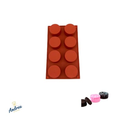 MOLDE SILICONA ANDREU X8 ALFAJOR 5.7X6X3CM KD162 UNID1