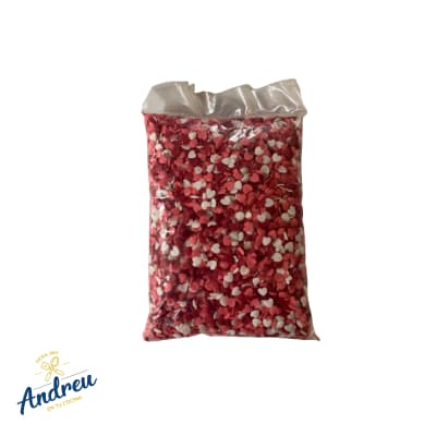 MOSTACILLA CORAZON X 1KG (2X5) DECORACION BLA/ROS/ROJO) X 1 KG