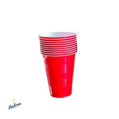 VASO PLASTICO 16 OZ ROJO/BLANCO (1X900) X25 UNID.