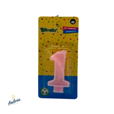 VELA NUMERO N°1 (012338) ROSADA X 1 UNID