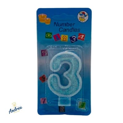 VELA NUMERO N°3 (012330) CELESTE X 1 UNID1
