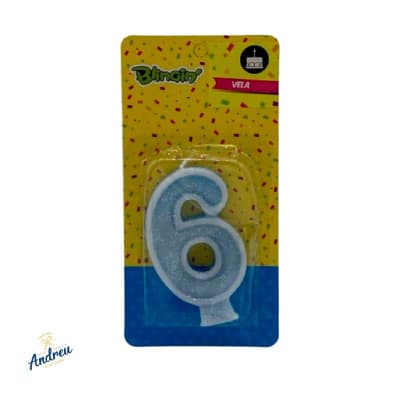 VELA NUMERO N°6 (012333) CELESTE X 1 UNID