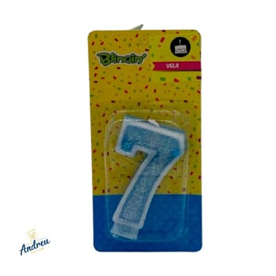 VELA NUMERO N°7 (012334) CELESTE X 1 UNID