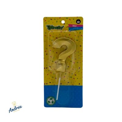 VELA NUMERO SIGNO ? COLOR ORO12CM (025716) X 1 UNID